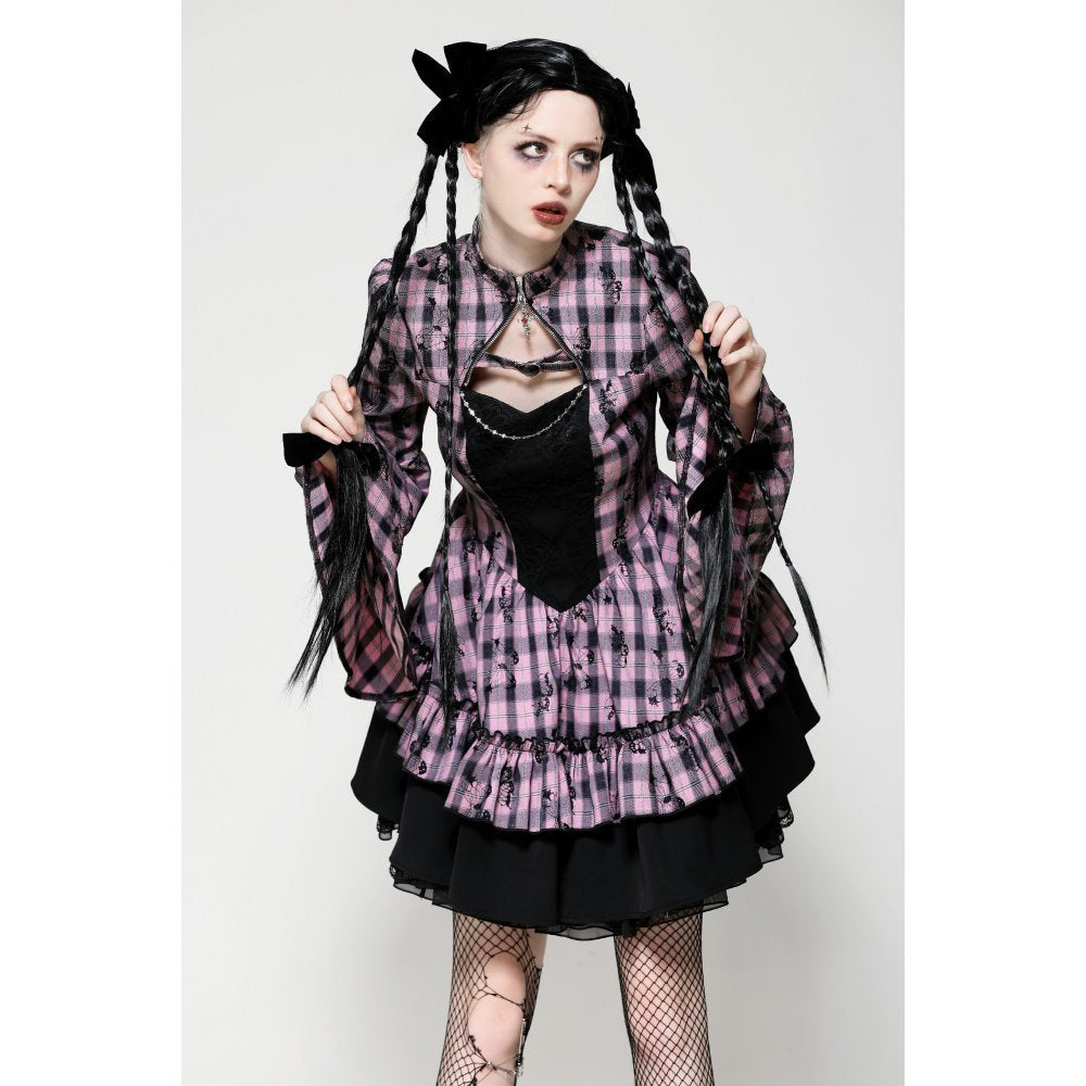 Dark in Love Dress Ellery Big Pink Butterfly Doll Bell-Sleeve UK 8-18 - Sleeve Detail - QHA UK