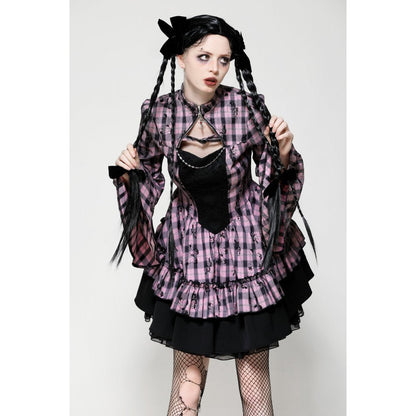 Dark in Love Dress Ellery Big Pink Butterfly Doll Bell-Sleeve UK 8-18 - Sleeve Detail - QHA UK