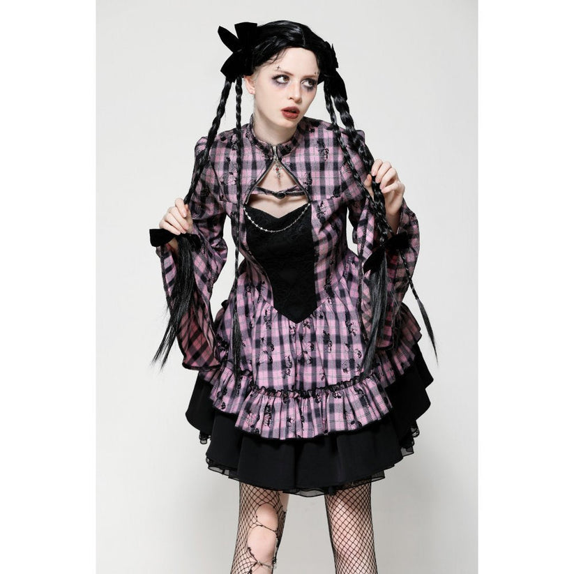 Dark in Love Dress Ellery Big Pink Butterfly Doll Bell-Sleeve UK 8-18 - Sleeve Detail - QHA UK