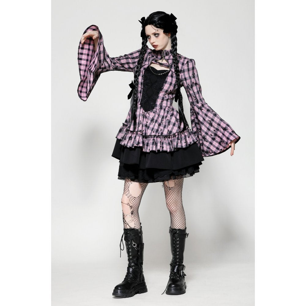 Dark in Love Dress Ellery Big Pink Butterfly Doll Bell-Sleeve UK 8-18 - Sleeve Detail - QHA UK
