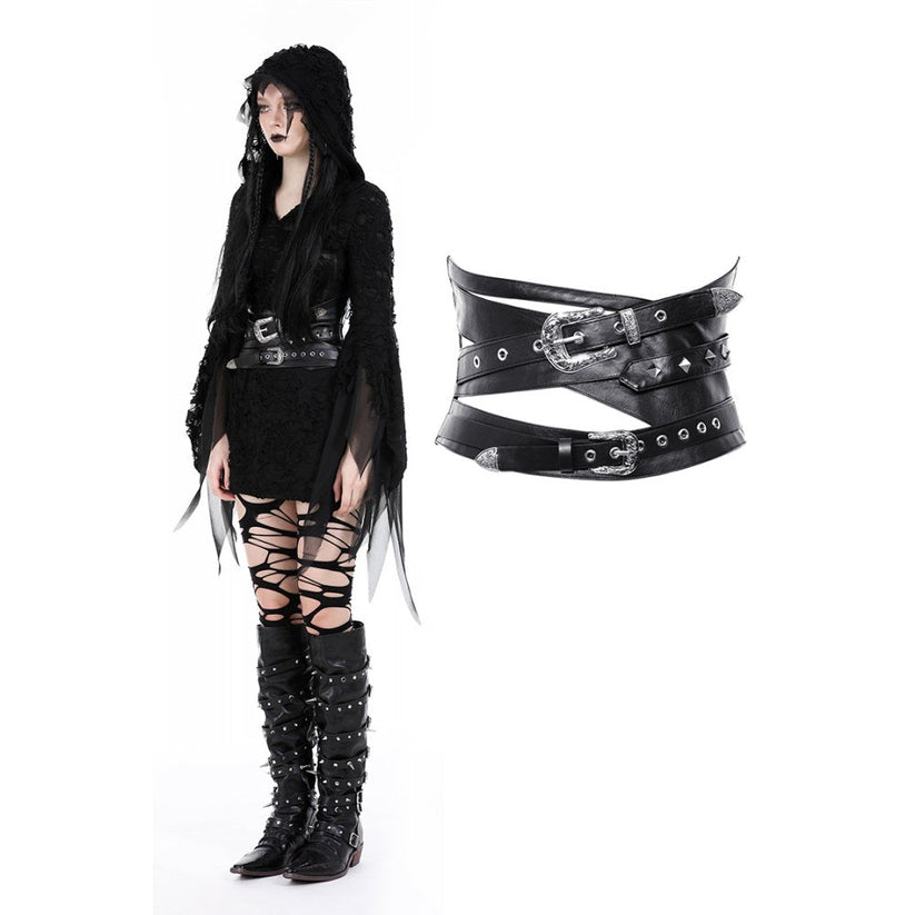 Dark in Love Gothic Belt Elvira Faux Leather Layered Waist UK 10-18 - QHA UK