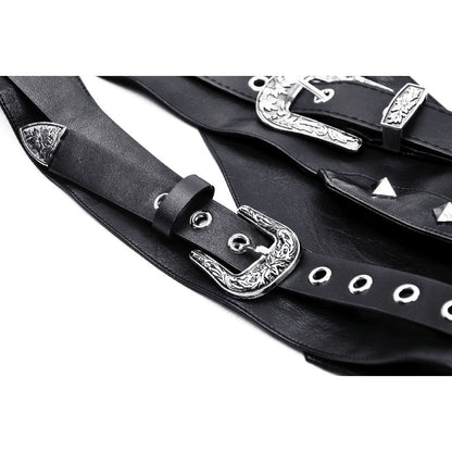 Dark in Love Gothic Belt Elvira Faux Leather Layered Waist UK 10-18 - Waistband Detail - QHA UK