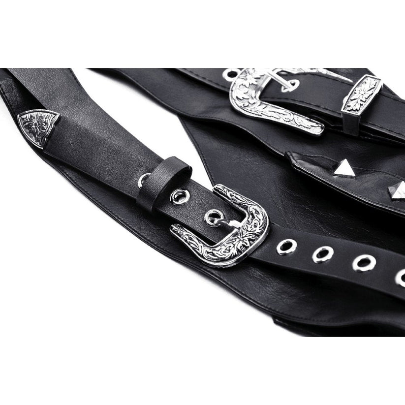 Dark in Love Gothic Belt Elvira Faux Leather Layered Waist UK 10-18 - Waistband Detail - QHA UK