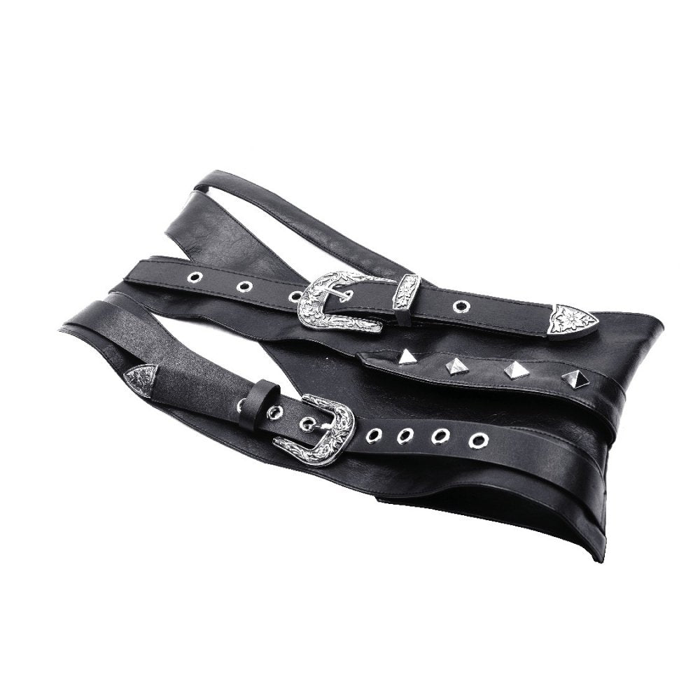 Dark in Love Gothic Belt Elvira Faux Leather Layered Waist UK 10-18 - Waistband Detail - QHA UK