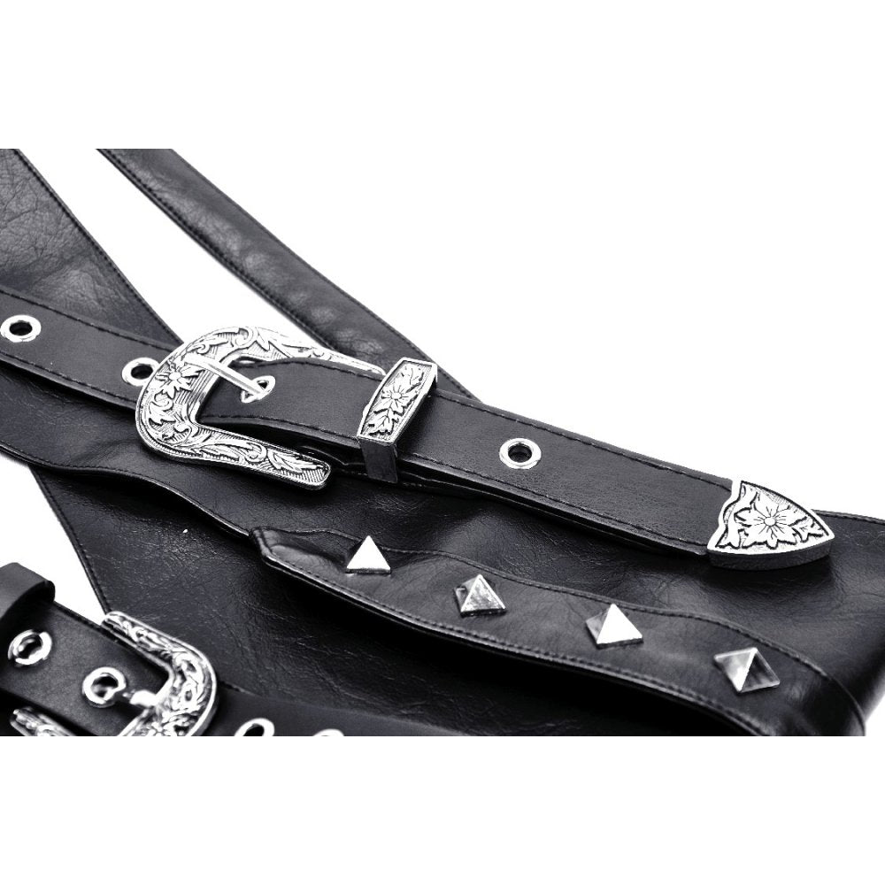 Dark in Love Gothic Belt Elvira Faux Leather Layered Waist UK 10-18 - Waistband Detail - QHA UK