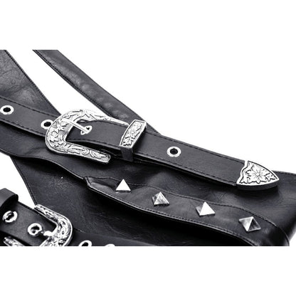 Dark in Love Gothic Belt Elvira Faux Leather Layered Waist UK 10-18 - Waistband Detail - QHA UK