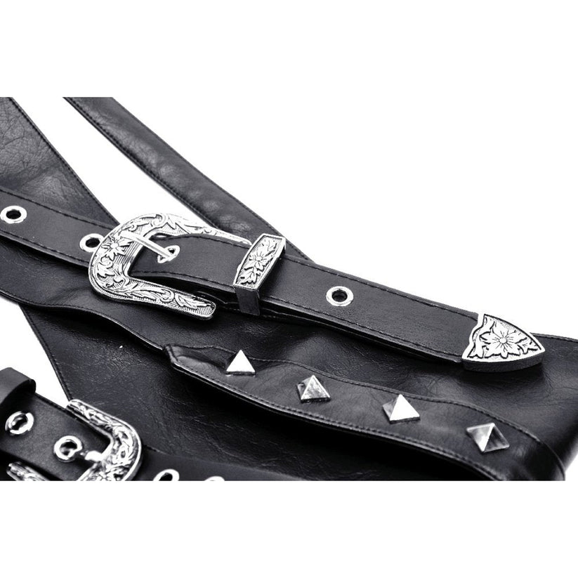Dark in Love Gothic Belt Elvira Faux Leather Layered Waist UK 10-18 - Waistband Detail - QHA UK