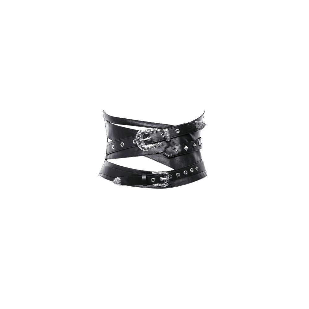 Dark in Love Gothic Belt Elvira Faux Leather Layered Waist UK 10-18 - Waistband Detail - QHA UK