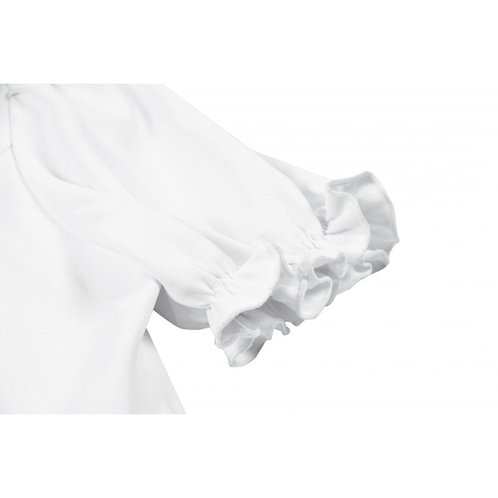 Dark in Love Women's Gothic Blouse Elysia Ruffle Bib Puff-Sleeve White - Sleeve Detail - QHA UK