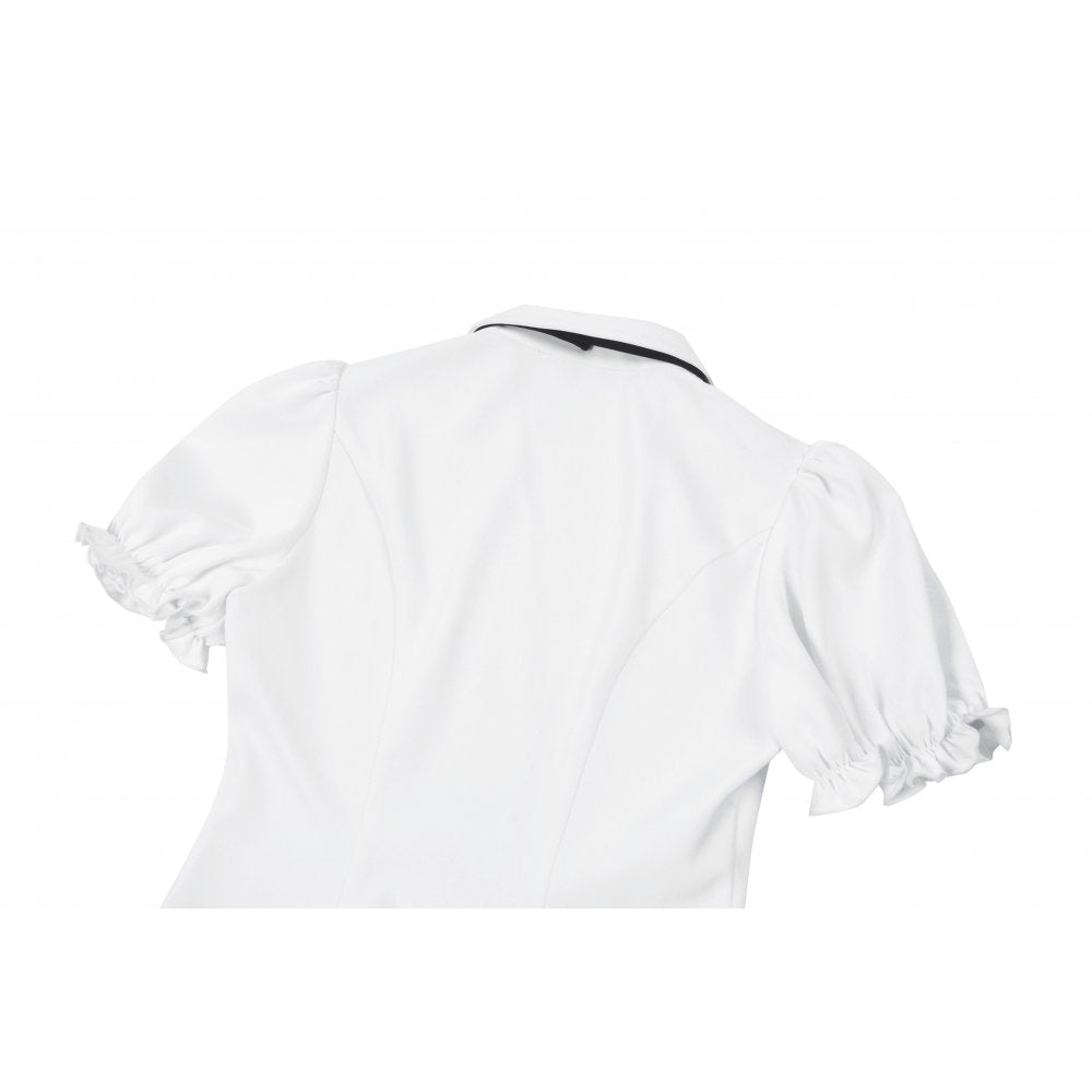 Dark in Love Women's Gothic Blouse Elysia Ruffle Bib Puff-Sleeve White - Sleeve Detail - QHA UK