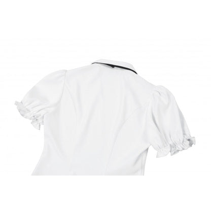 Dark in Love Women's Gothic Blouse Elysia Ruffle Bib Puff-Sleeve White - Sleeve Detail - QHA UK