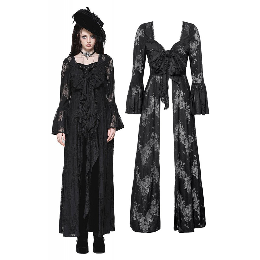 Dark in Love Gothic Robe Emersyn Lace-Trimmed Long UK 8-18 - QHA UK
