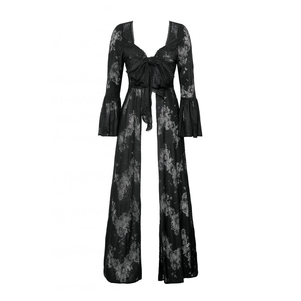 Dark in Love Gothic Robe Emersyn Lace-Trimmed Long UK 8-18 - QHA UK