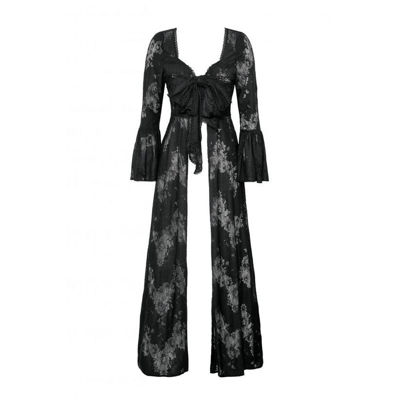 Dark in Love Gothic Robe Emersyn Lace-Trimmed Long UK 8-18 - QHA UK