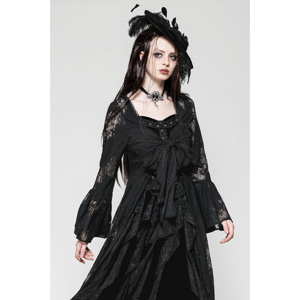 Dark in Love Gothic Robe Emersyn Lace-Trimmed Long UK 8-18 - QHA UK