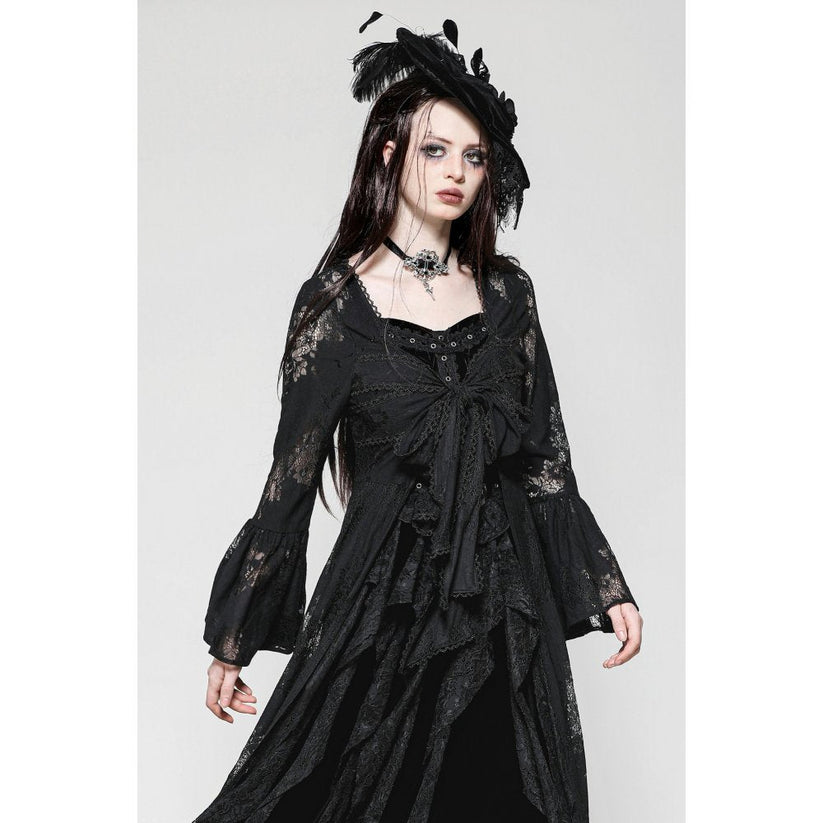 Dark in Love Gothic Robe Emersyn Lace-Trimmed Long UK 8-18 - QHA UK