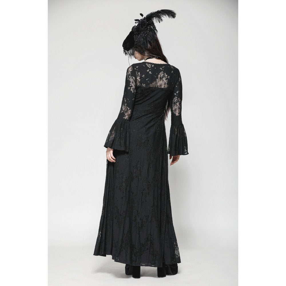 Dark in Love Gothic Robe Emersyn Lace-Trimmed Long UK 8-18 - QHA UK