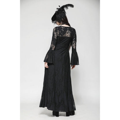 Dark in Love Gothic Robe Emersyn Lace-Trimmed Long UK 8-18 - QHA UK