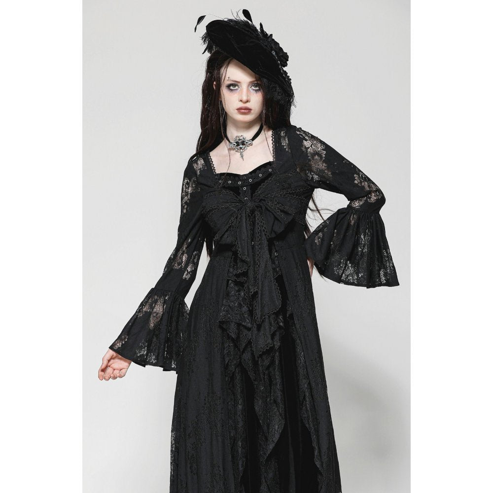 Dark in Love Gothic Robe Emersyn Lace-Trimmed Long UK 8-18 - QHA UK