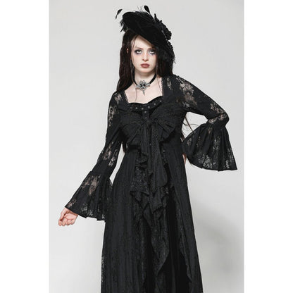 Dark in Love Gothic Robe Emersyn Lace-Trimmed Long UK 8-18 - QHA UK