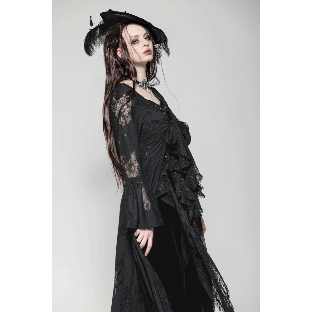 Dark in Love Gothic Robe Emersyn Lace-Trimmed Long UK 8-18 - QHA UK