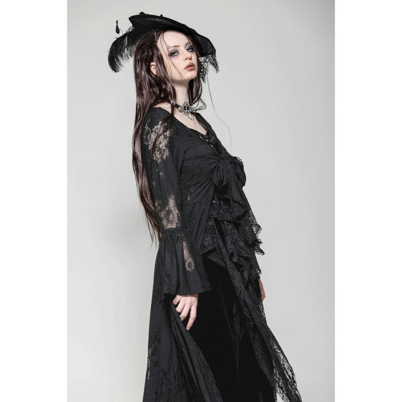 Dark in Love Gothic Robe Emersyn Lace-Trimmed Long UK 8-18 - QHA UK