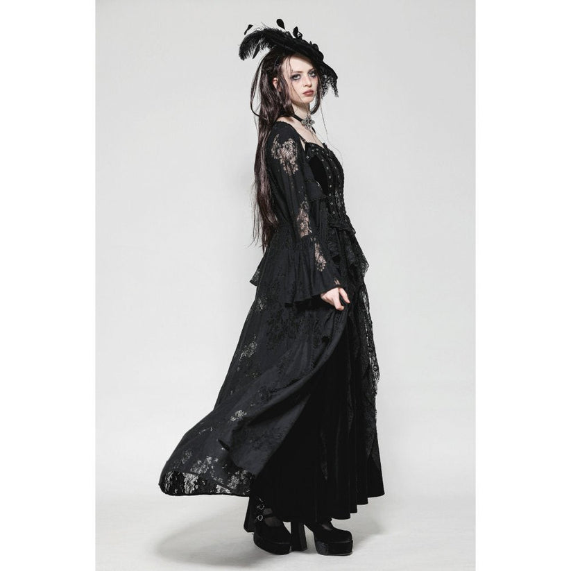 Dark in Love Gothic Robe Emersyn Lace-Trimmed Long UK 8-18 - QHA UK