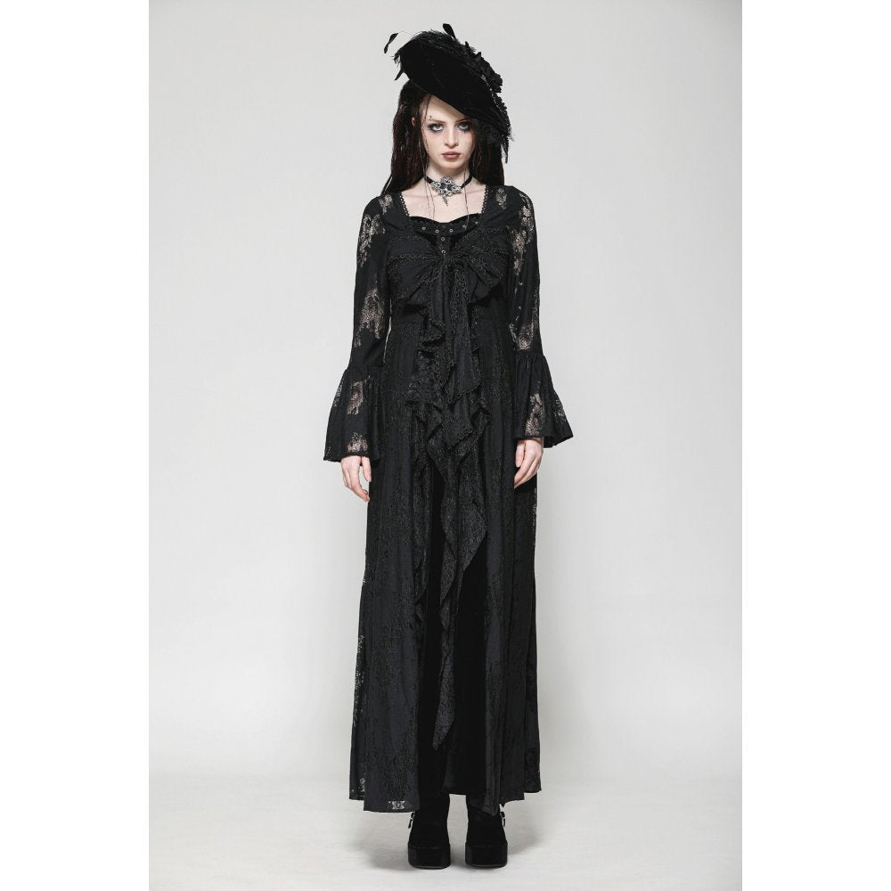 Dark in Love Gothic Robe Emersyn Lace-Trimmed Long UK 8-18 - QHA UK