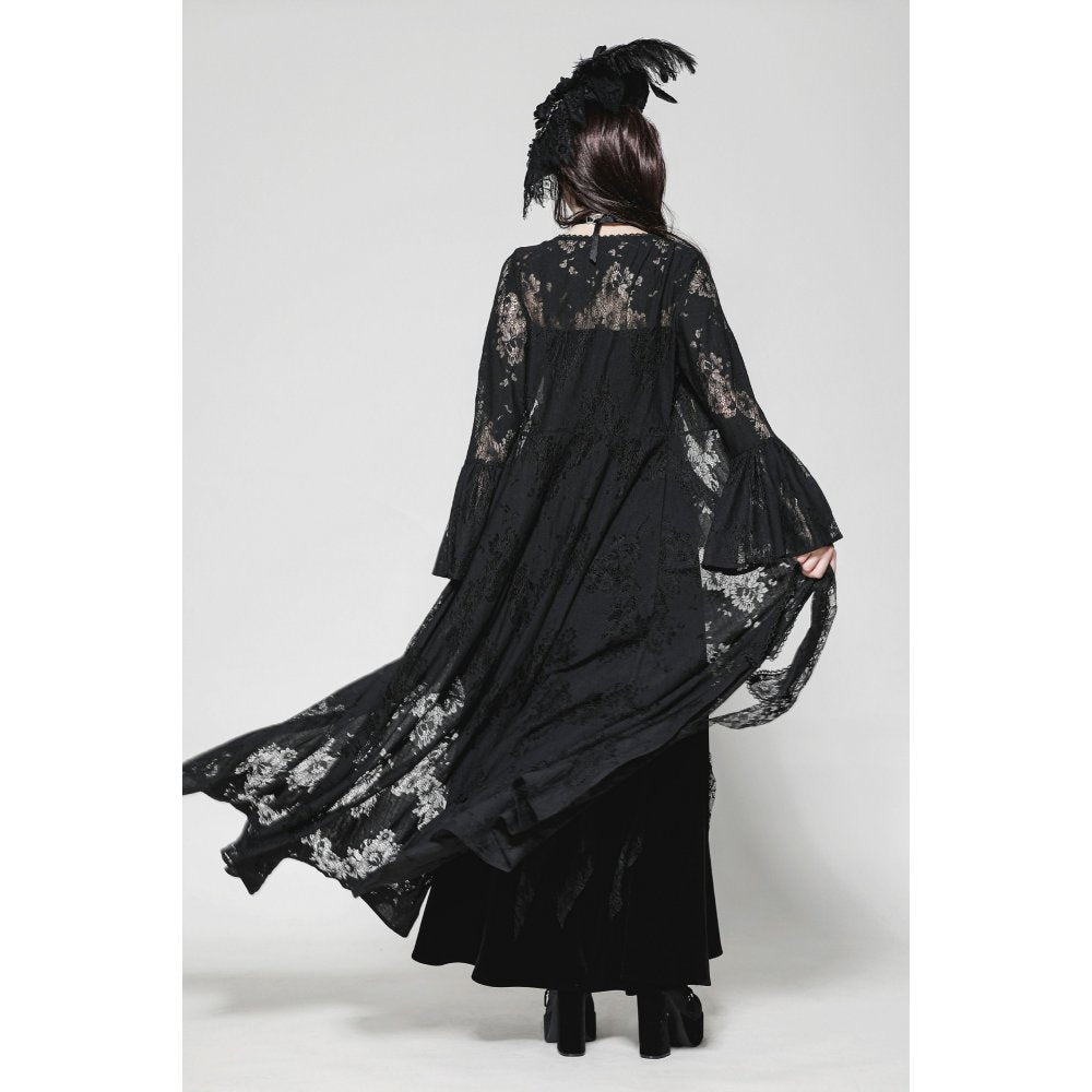 Dark in Love Gothic Robe Emersyn Lace-Trimmed Long UK 8-18 - QHA UK