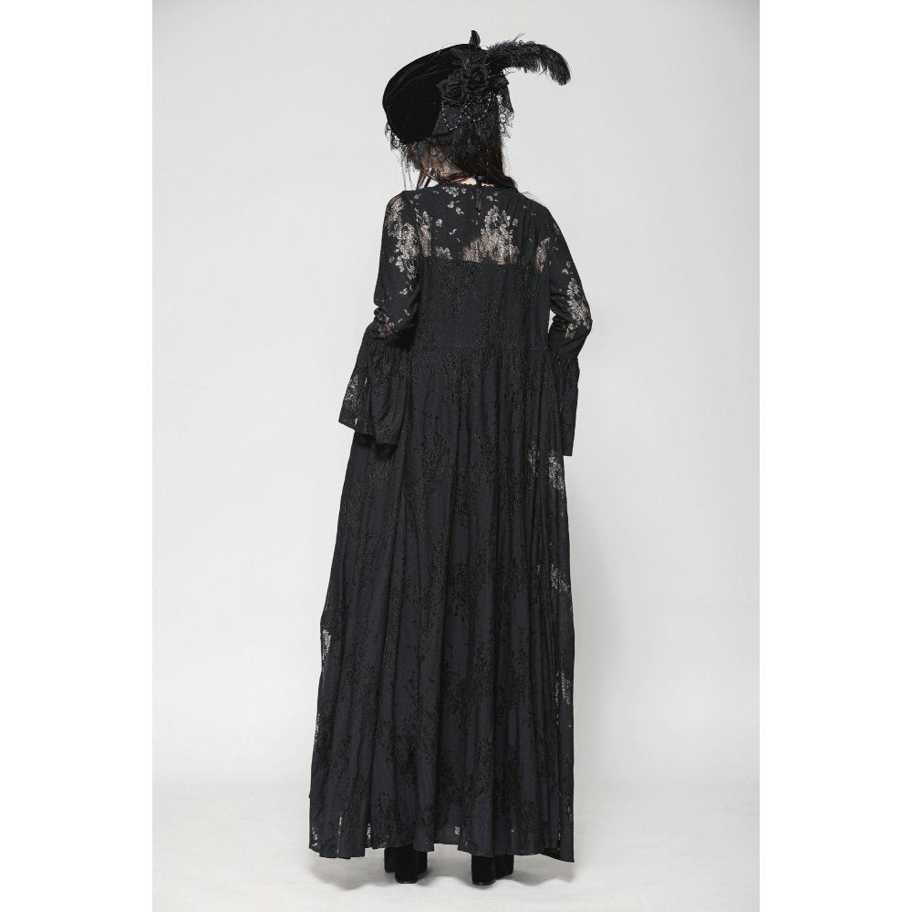 Dark in Love Gothic Robe Emersyn Lace-Trimmed Long UK 8-18 - QHA UK