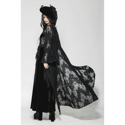 Dark in Love Gothic Robe Emersyn Lace-Trimmed Long UK 8-18 - QHA UK