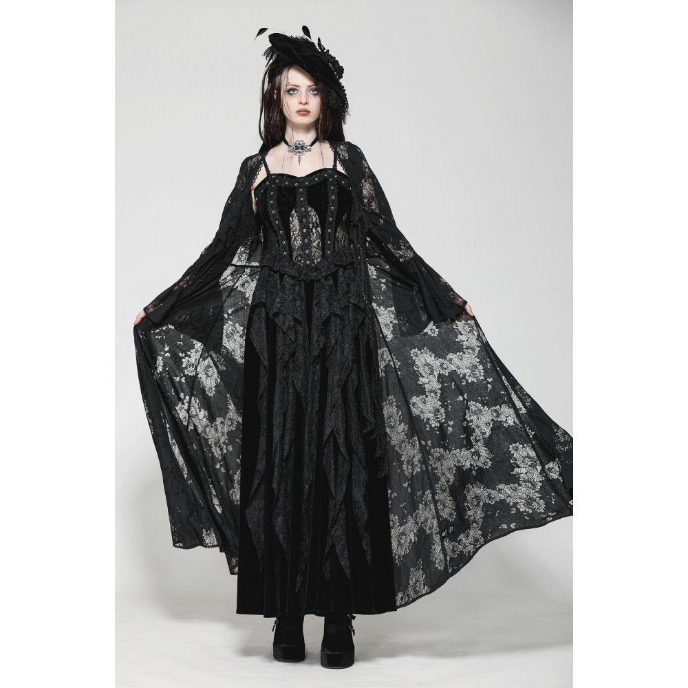 Dark in Love Gothic Robe Emersyn Lace-Trimmed Long UK 8-18 - QHA UK