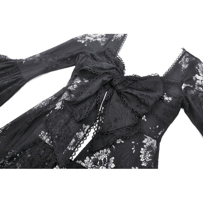Dark in Love Gothic Robe Emersyn Lace-Trimmed Long UK 8-18 - QHA UK