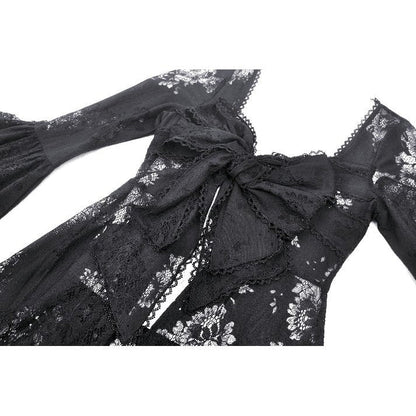 Dark in Love Gothic Robe Emersyn Lace-Trimmed Long UK 8-18 - QHA UK