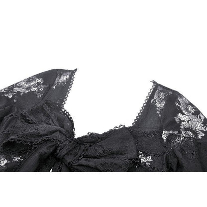 Dark in Love Gothic Robe Emersyn Lace-Trimmed Long UK 8-18 - QHA UK