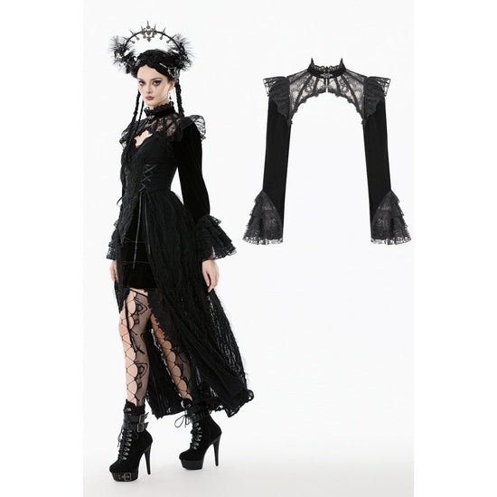 Dark in Love Women's Victorian Bolero Erzebeth Shrug Black Lace Bell - QHA UK
