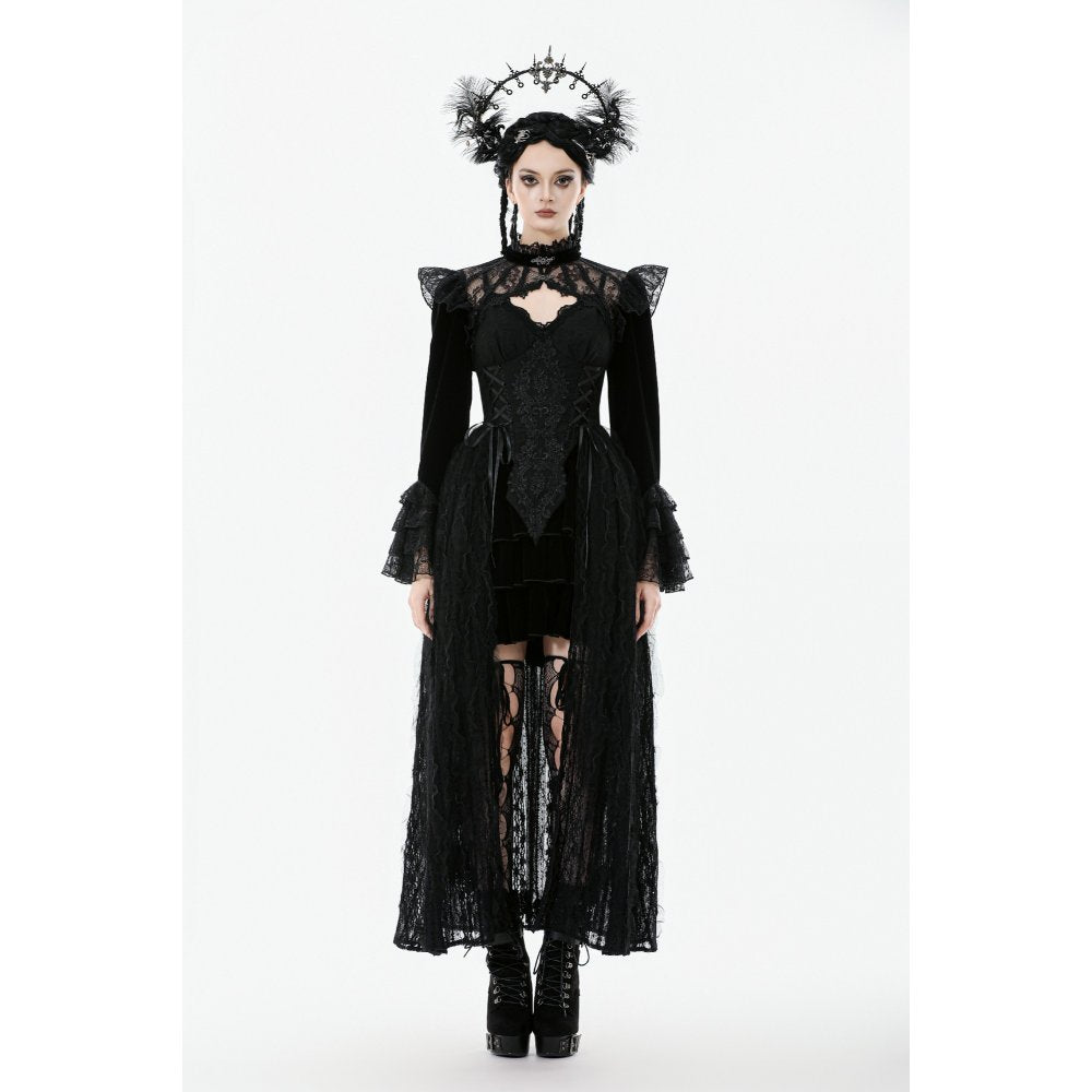 Dark in Love Women's Victorian Bolero Erzebeth Shrug Black Lace Bell - QHA UK