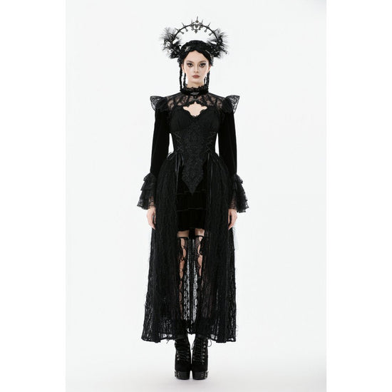 Dark in Love Women's Victorian Bolero Erzebeth Shrug Black Lace Bell - QHA UK