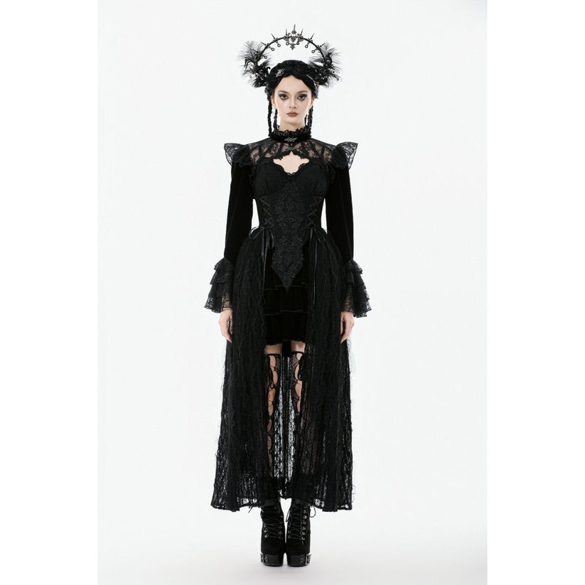 Dark in Love Women's Victorian Bolero Erzebeth Shrug Black Lace Bell - QHA UK