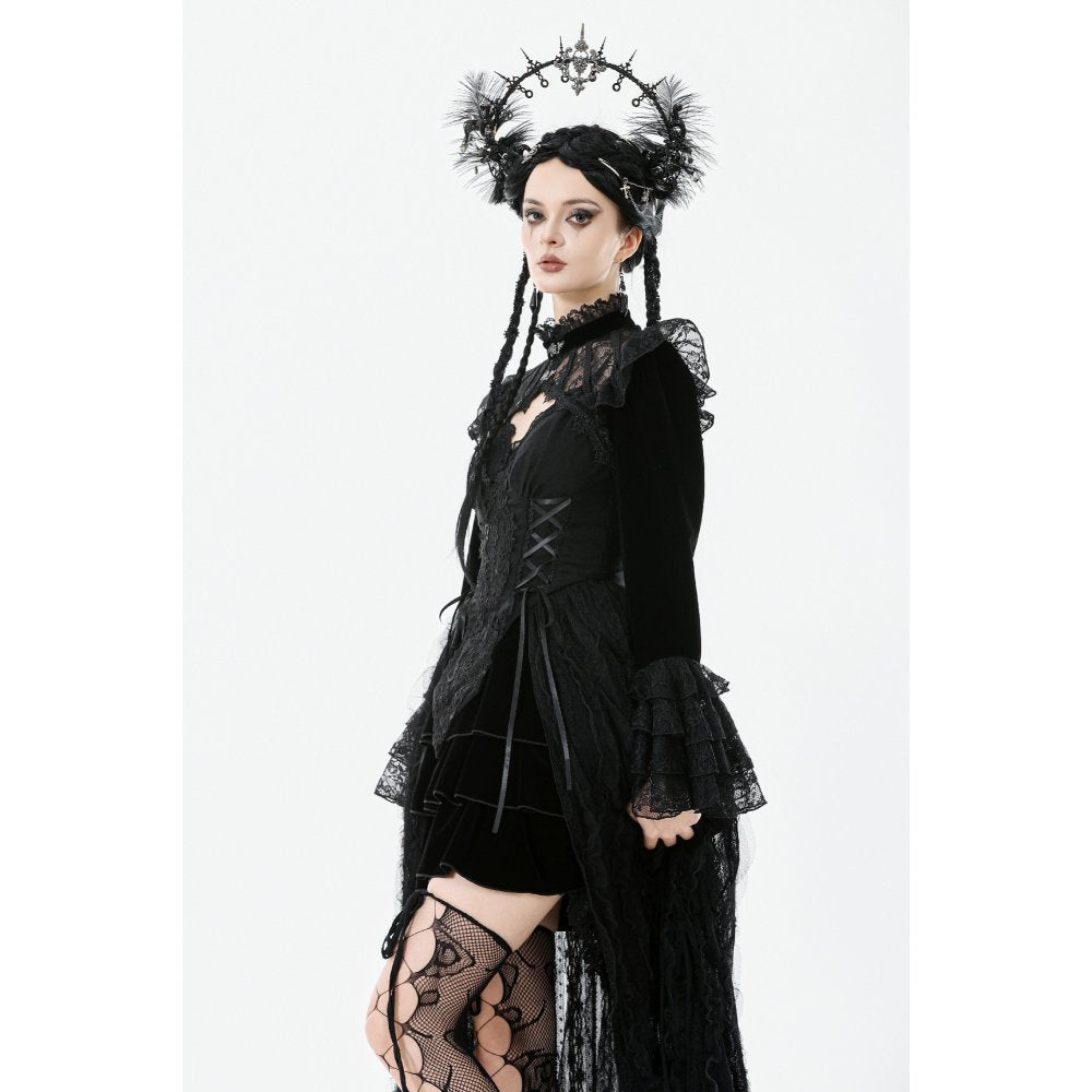Dark in Love Women's Victorian Bolero Erzebeth Shrug Black Lace Bell - QHA UK