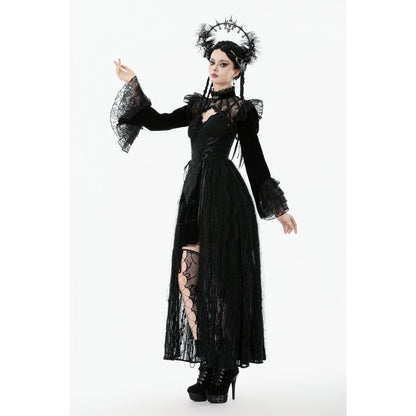 Dark in Love Women's Victorian Bolero Erzebeth Shrug Black Lace Bell - QHA UK