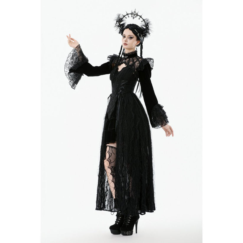 Dark in Love Women's Victorian Bolero Erzebeth Shrug Black Lace Bell - QHA UK
