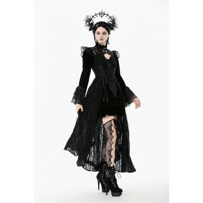 Dark in Love Women's Victorian Bolero Erzebeth Shrug Black Lace Bell - QHA UK