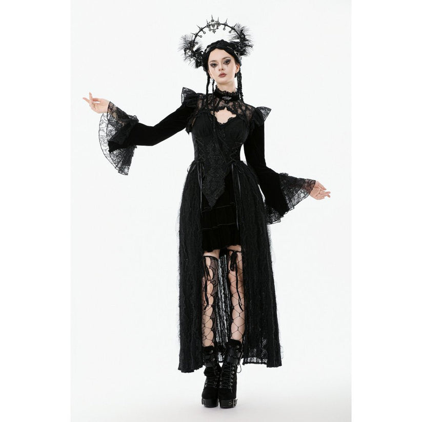 Dark in Love Women's Victorian Bolero Erzebeth Shrug Black Lace Bell - QHA UK