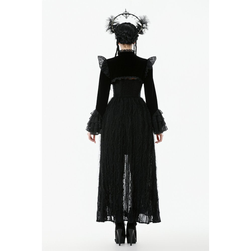 Dark in Love Women's Victorian Bolero Erzebeth Shrug Black Lace Bell - QHA UK