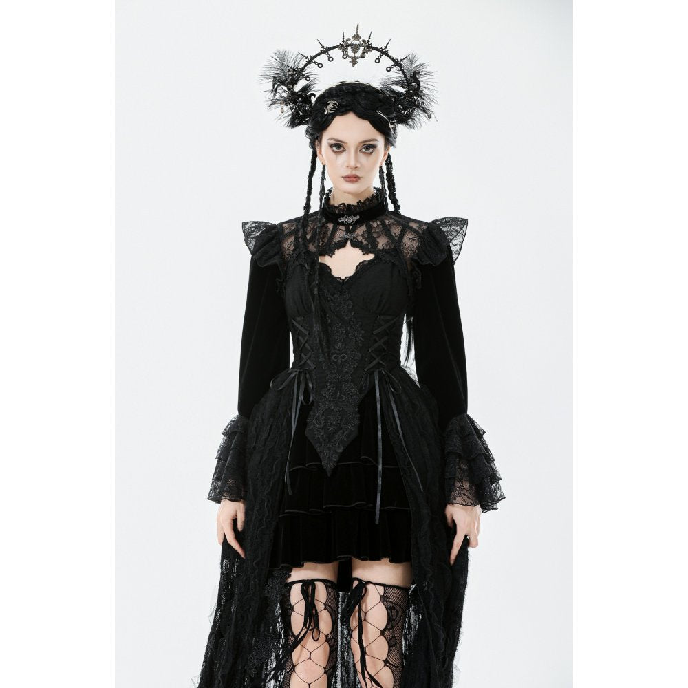 Dark in Love Women's Victorian Bolero Erzebeth Shrug Black Lace Bell - QHA UK