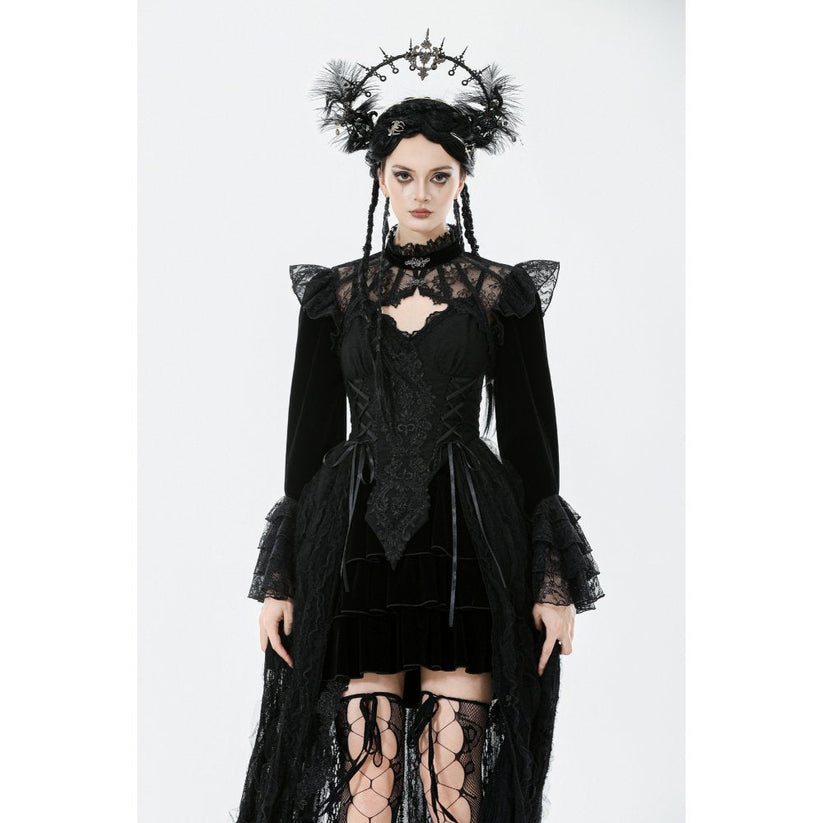 Dark in Love Women's Victorian Bolero Erzebeth Shrug Black Lace Bell - QHA UK