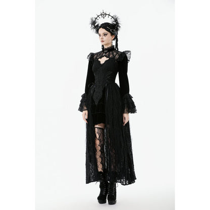 Dark in Love Women's Victorian Bolero Erzebeth Shrug Black Lace Bell - QHA UK