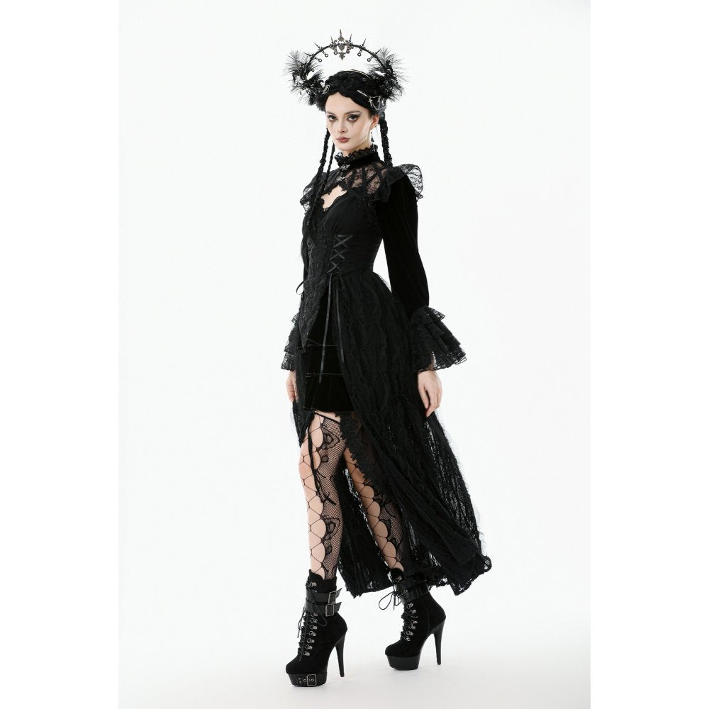 Dark in Love Women's Victorian Bolero Erzebeth Shrug Black Lace Bell - QHA UK
