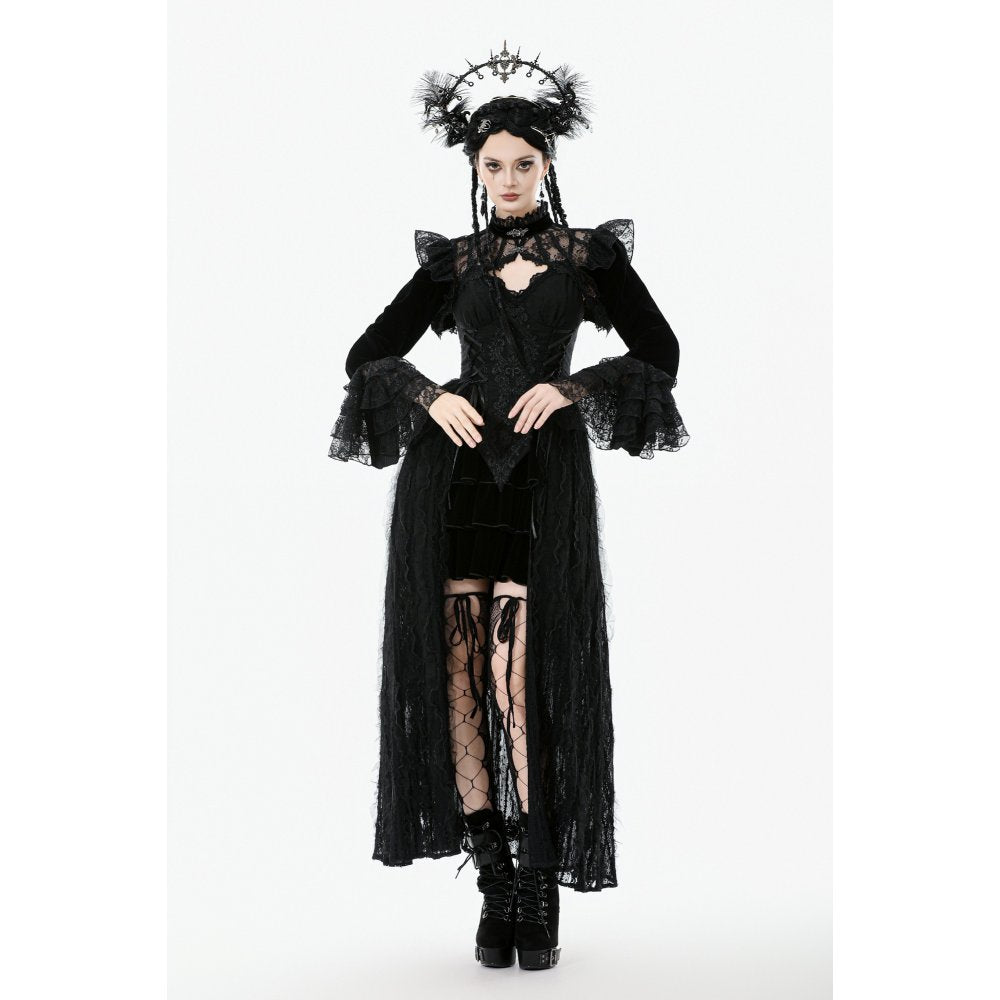 Dark in Love Women's Victorian Bolero Erzebeth Shrug Black Lace Bell - QHA UK